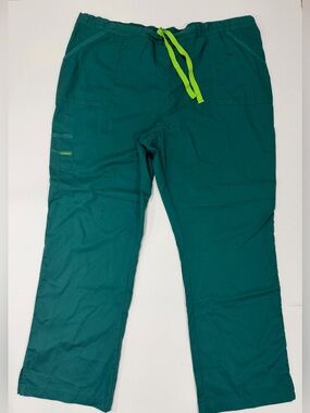 Landau Teal Scrub Pants with Lime Drawstring